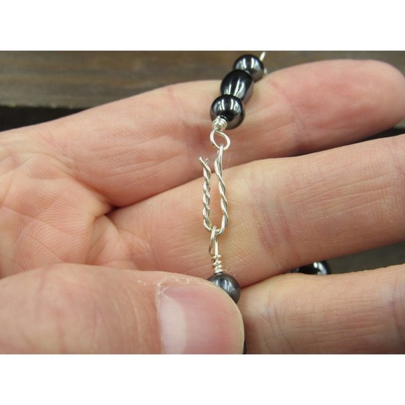 7 Inch Sterling Silver Handmade Wrapped Hematite Bracelet - Picture 3 of 5